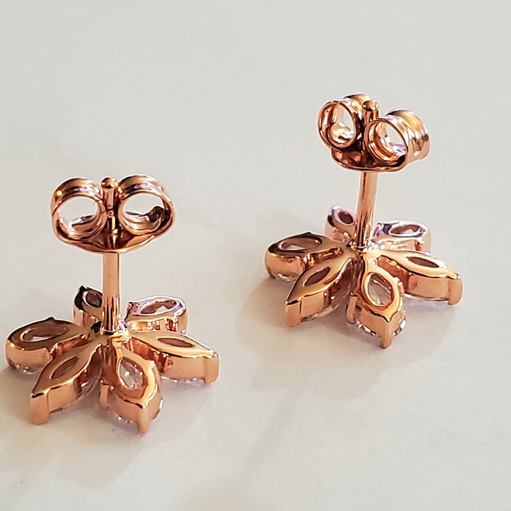 Authentic NEW Pandora Sparkling Herbarium Cluster Stud Earrings 14KRG CZ - Picture 6 of 9